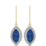 Cercei din Argint 925 Placat cu Aur ( 3.16 grame ) cu Albastru Drusy și Topaz Alb 4.24 Carate