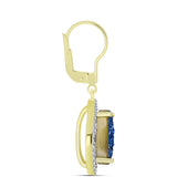 Cercei din Argint 925 Placat cu Aur ( 3.16 grame ) cu Albastru Drusy și Topaz Alb 4.24 Carate