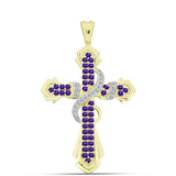 Cruce Pandantiv din Argint 925 Placat cu Aur ( 7.17 grame ) cu Ametist Marocan și Topaz Alb 2.14 Carate