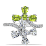 Inel din Argint 925 ( 4.3 grame ) cu Peridot Changbai și Topaz Alb 3.4 Carate