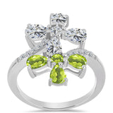 Inel din Argint 925 ( 4.3 grame ) cu Peridot Changbai și Topaz Alb 3.4 Carate