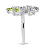 Inel din Argint 925 ( 4.3 grame ) cu Peridot Changbai și Topaz Alb 3.4 Carate