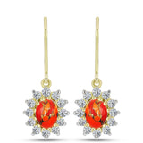 Cercei din Argint 925 Placat cu Aur ( 2.82 grame ) cu Turcoaz Mohave și Topaz Alb 2.46 Carate