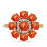 Inel din Argint 925 Placat cu Aur ( 3.94 grame ) cu Turcoaz Mohave și Topaz Alb 2.77 Carate