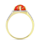 Inel din Argint 925 Placat cu Aur ( 2.32 grame ) cu Turcoaz Mohave și Topaz Alb 1.76 Carate