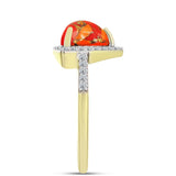 Inel din Argint 925 Placat cu Aur ( 2.32 grame ) cu Turcoaz Mohave și Topaz Alb 1.76 Carate