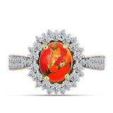 Inel din Argint 925 Placat cu Aur ( 4.01 grame ) cu Turcoaz Mohave și Topaz Alb 2.49 Carate