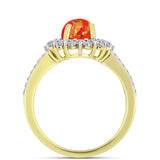 Inel din Argint 925 Placat cu Aur ( 4.01 grame ) cu Turcoaz Mohave și Topaz Alb 2.49 Carate