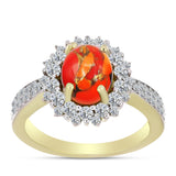Inel din Argint 925 Placat cu Aur ( 4.01 grame ) cu Turcoaz Mohave și Topaz Alb 2.49 Carate