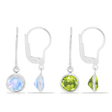 Set din Argint 925 ( 2.05 grame ) cu Peridot Changbai și Piatra Lunii Curcubeu 3.38 Carate ( Cercei )