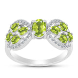 Inel din Argint 925 ( 3.5 grame ) cu Peridot Changbai și Topaz Alb 2.61 Carate