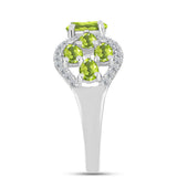 Inel din Argint 925 ( 3.5 grame ) cu Peridot Changbai și Topaz Alb 2.61 Carate