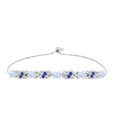 Brățară din Argint 925 ( 6.64 grame ) cu Safir Albastru Australian și Piatra Lunii Curcubeu 2.71 Carate