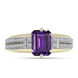 Inel din Argint 925 Placat cu Aur ( 3.69 grame ) cu Ametist Marocan și Topaz Alb 1.76 Carate