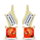 Cercei din Argint 925 Placat cu Aur ( 3.31 grame ) cu Turcoaz Mohave și Topaz Alb 2.08 Carate