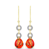 Cercei din Argint 925 Placat cu Aur ( 3.87 grame ) cu Turcoaz Mohave și Topaz Alb 5.97 Carate