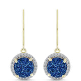 Cercei din Argint 925 Placat cu Aur ( 2.53 grame ) cu Albastru Drusy și Topaz Alb 4.47 Carate