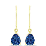 Cercei din Argint 925 Placat cu Aur ( 1.45 grame ) cu Albastru Drusy 2.44 Carate