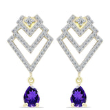 Cercei din Argint 925 Placat cu Aur ( 4.77 grame ) cu Ametist Marocan și Topaz Alb 2.19 Carate
