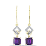 Cercei din Argint 925 Placat cu Aur ( 2.93 grame ) cu Ametist Marocan și Topaz Alb 2.09 Carate