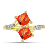 Inel din Argint 925 Placat cu Aur ( 2.68 grame ) cu Turcoaz Mohave și Topaz Alb 1.28 Carate
