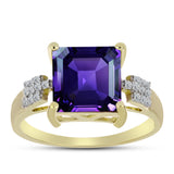 Inel din Argint 925 Placat cu Aur ( 3.56 grame ) cu Ametist Marocan și Topaz Alb 4.95 Carate