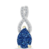 Pandantiv din Argint 925 Placat cu Aur ( 0.97 grame ) cu Albastru Drusy și Topaz Alb 2.05 Carate