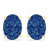 Cercei din Argint 925 Placat cu Aur ( 1.44 grame ) cu Albastru Drusy 2.6 Carate