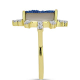 Inel din Argint 925 Placat cu Aur ( 3.26 grame ) cu Albastru Drusy și Topaz Alb 4.62 Carate