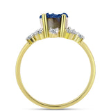 Inel din Argint 925 Placat cu Aur ( 3.26 grame ) cu Albastru Drusy și Topaz Alb 4.62 Carate