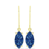 Cercei din Argint 925 Placat cu Aur ( 1.82 grame ) cu Albastru Drusy 3.73 Carate