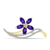 Broşă din Argint 925 Placat cu Aur ( 3.92 grame ) cu Ametist Marocan și Topaz Alb 2.95 Carate