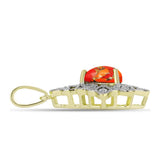 Pandantiv din Argint 925 Placat cu Aur ( 2.43 grame ) cu Turcoaz Mohave și Topaz Alb 0.96 Carate