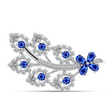Broşă din Argint 925 ( 6.19 grame ) cu Safir Albastru Australian și Topaz Alb 3.62 Carate