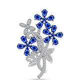 Broşă din Argint 925 ( 6.9 grame ) cu Safir Albastru Australian și Topaz Alb 5.93 Carate