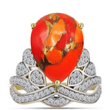 Inel din Argint 925 Placat cu Aur ( 4.01 grame ) cu Turcoaz Mohave și Topaz Alb 7.39 Carate