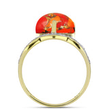 Inel din Argint 925 Placat cu Aur ( 4.01 grame ) cu Turcoaz Mohave și Topaz Alb 7.39 Carate