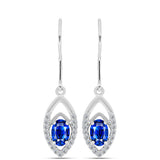 Cercei din Argint 925 ( 2.16 grame ) cu Safir Albastru Australian și Topaz Alb 1.58 Carate
