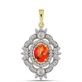 Pandantiv din Argint 925 Placat cu Aur ( 2.42 grame ) cu Turcoaz Mohave și Topaz Alb 1.56 Carate