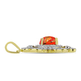 Pandantiv din Argint 925 Placat cu Aur ( 2.42 grame ) cu Turcoaz Mohave și Topaz Alb 1.56 Carate