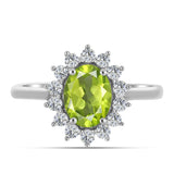 Inel din Argint 925 ( 2.64 grame ) cu Peridot Changbai și Topaz Alb 1.58 Carate