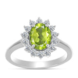 Inel din Argint 925 ( 2.64 grame ) cu Peridot Changbai și Topaz Alb 1.58 Carate