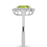 Inel din Argint 925 ( 2.64 grame ) cu Peridot Changbai și Topaz Alb 1.58 Carate