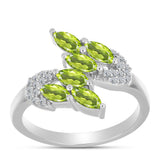 Inel din Argint 925 ( 2.46 grame ) cu Peridot Changbai și Topaz Alb 1.03 Carate