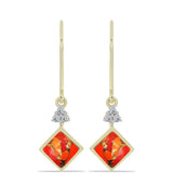 Cercei din Argint 925 Placat cu Aur ( 2.37 grame ) cu Turcoaz Mohave și Topaz Alb 1.33 Carate