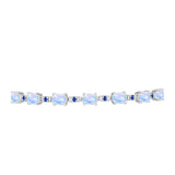 Brățară din Argint 925 ( 5.71 grame ) cu Safir Albastru Australian și Piatra Lunii Curcubeu 6.38 Carate