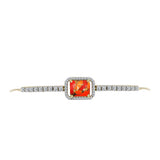 Brățară din Argint 925 Placat cu Aur ( 5.7 grame ) cu Turcoaz Mohave și Topaz Alb 3.68 Carate