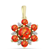 Pandantiv din Argint 925 Placat cu Aur ( 1.36 grame ) cu Turcoaz Mohave și Topaz Alb 1.57 Carate