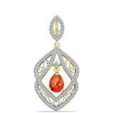 Pandantiv din Argint 925 Placat cu Aur ( 3.59 grame ) cu Turcoaz Mohave și Topaz Alb 2.29 Carate