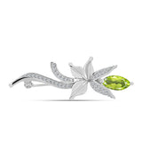 Broşă din Argint 925 ( 4.1 grame ) cu Peridot Changbai și Topaz Alb 1.54 Carate